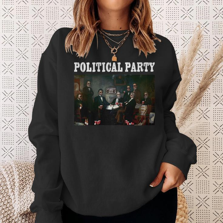 Political Party Abe Lincoln Founding Fathers Beer Drinking Sweatshirt Gifts for Her