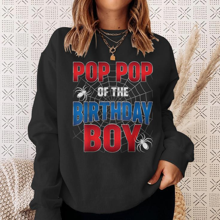 Pop Pop Of Birthday Boy Costume Spider Web Birthday Party Sweatshirt Gifts for Her