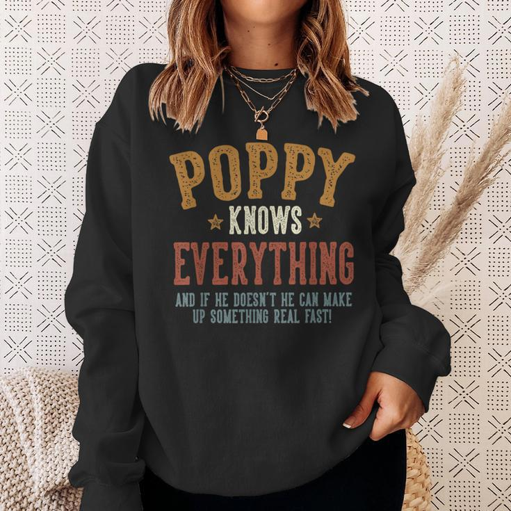 Poppy Knows Everything Humorous Father's Day Poppy Sweatshirt Gifts for Her