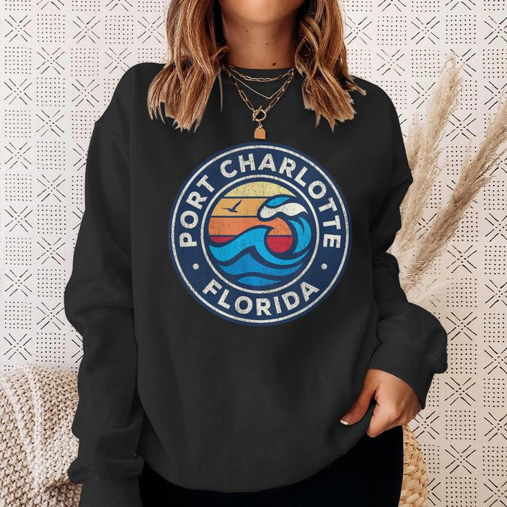 Port Charlotte Florida Fl Vintage Nautical Waves Sweatshirt Gifts for Her