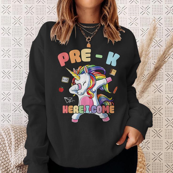 Pre-K Here I Come Dabbing Unicorn Back To School Sweatshirt Gifts for Her