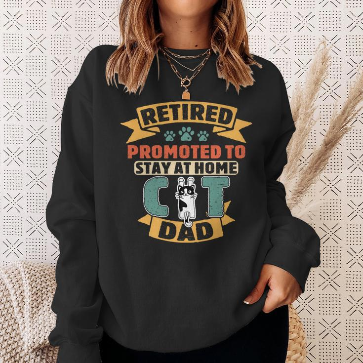 Promoted To Cat Dad Retirement Cats Owner And Lovers Sweatshirt Gifts for Her