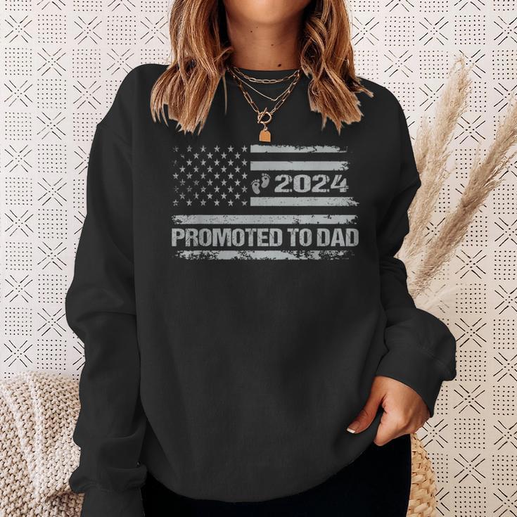 Promoted To Dad Est 2024 Featuring An American Flag Sweatshirt Gifts for Her