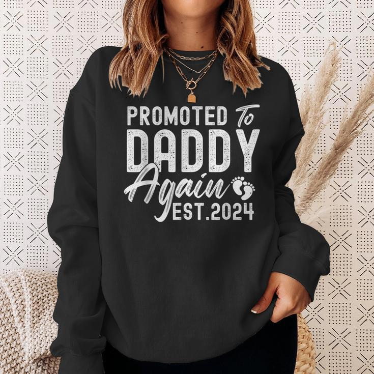Promoted To Daddy Again 2024 Soon To Be Dad Again New Daddy Sweatshirt Gifts for Her