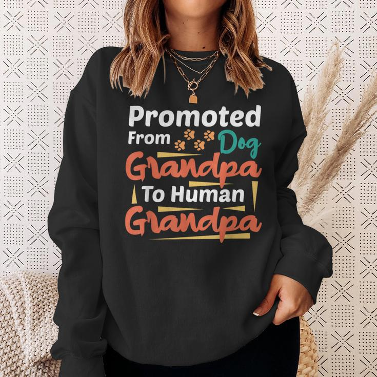 Promoted From Dog Grandpa To Human Grandpa Father's Day Sweatshirt Gifts for Her