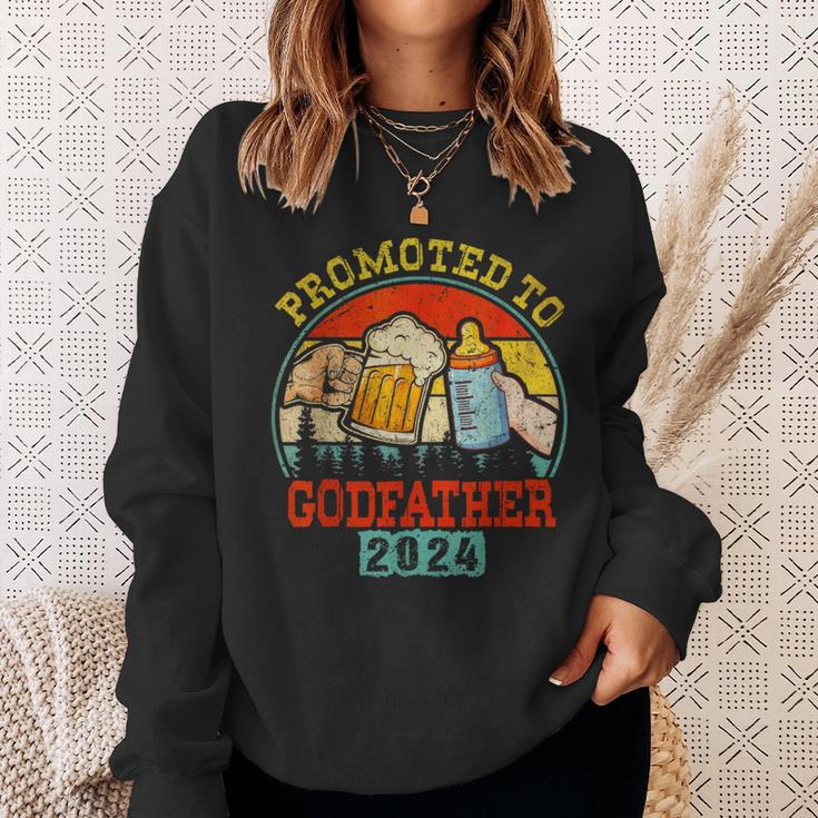 Promoted To Godfather Est 2024 First Time Daddy Father's Day Sweatshirt Gifts for Her