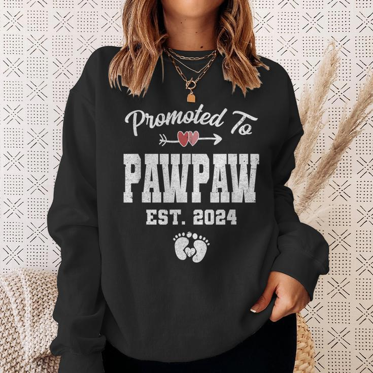Promoted To Pawpaw Est 2024 First Time Fathers Day Sweatshirt Gifts for Her