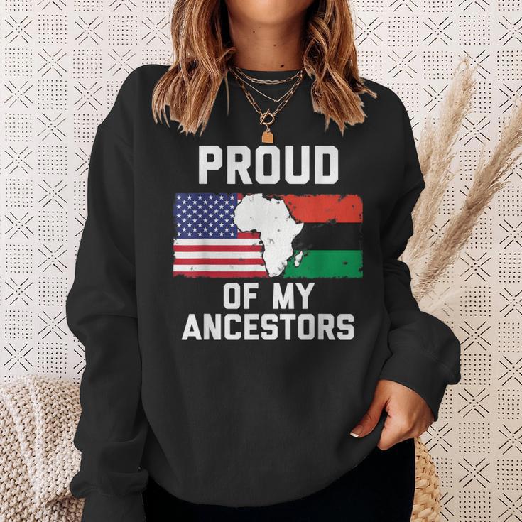 Proud Of My Ancestors American Flag And Pan-African Flag Sweatshirt Gifts for Her