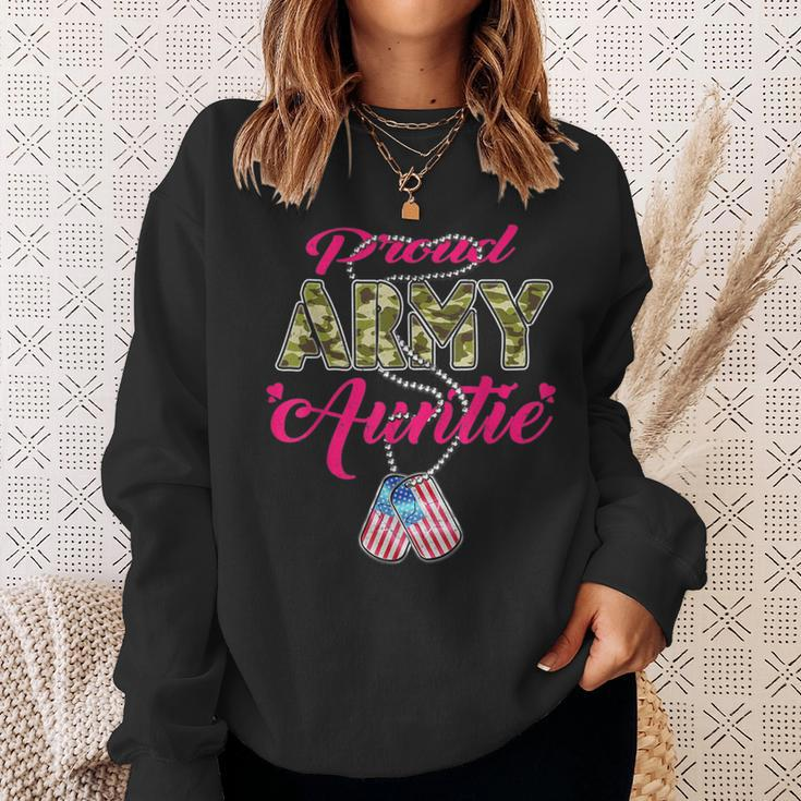 Proud Army Auntie Camo Us Flag Dog Tags Pride Military Aunt Sweatshirt Gifts for Her