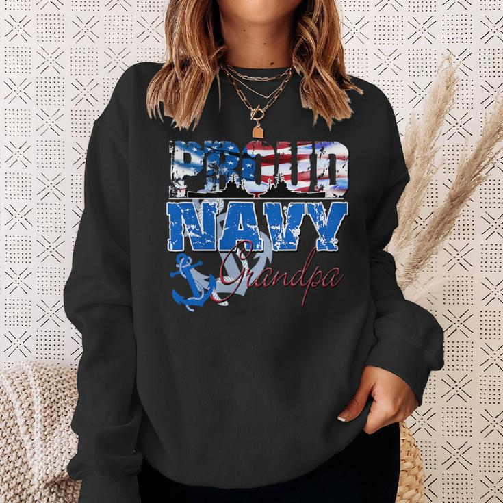 Proud Navy Grandpa Patriotic Sailor Grandparents Day Sweatshirt Gifts for Her