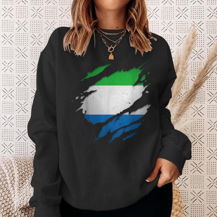 Proud Sierra Leonean Torn Ripped Sierra Leone Flag Sweatshirt Gifts for Her