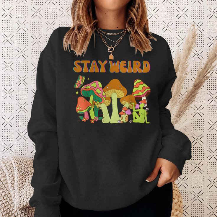 Psychedelic Magic Mushrooms Retro Vintage Stay Weird Sweatshirt Gifts for Her
