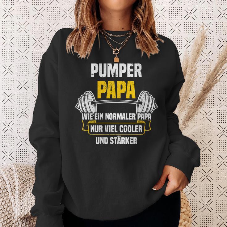 Pumper Papa Kraftsport Gym Lustiges Bodybuilding Mit-Ausschnitt Sweatshirt Geschenke für Sie