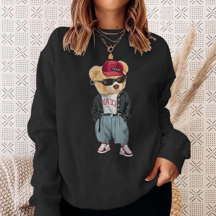 Punk Rocker Rapper Popster Punker Teddy Bear Rap Hip Hop Sweatshirt Gifts for Her