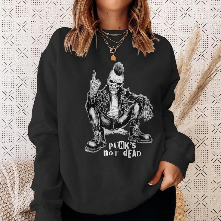 Punks Not Dead 70S 80S Music Emo Meme Skeleton Sweatshirt Gifts for Her