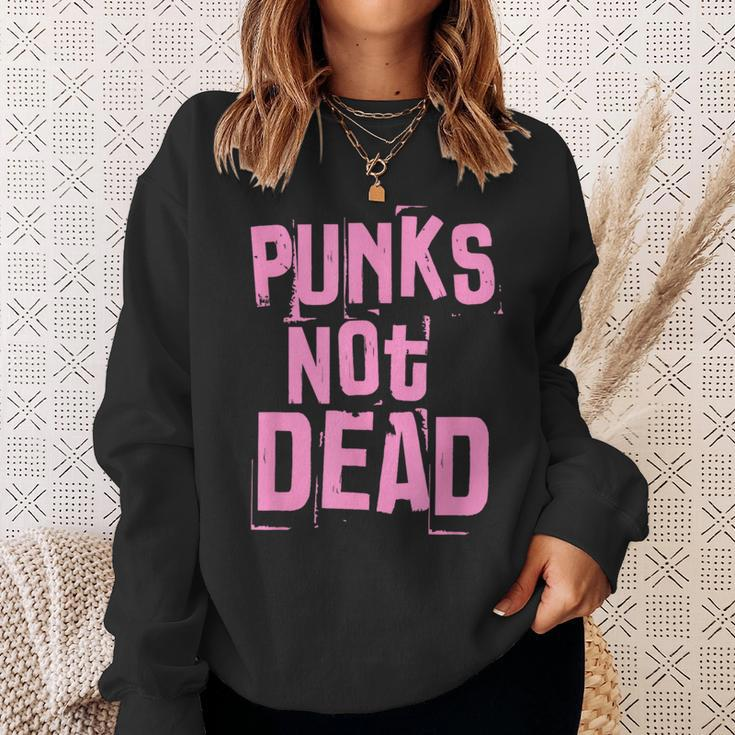 Punks Not Dead Punk Rock Fan Vintage Grunge Sweatshirt Gifts for Her