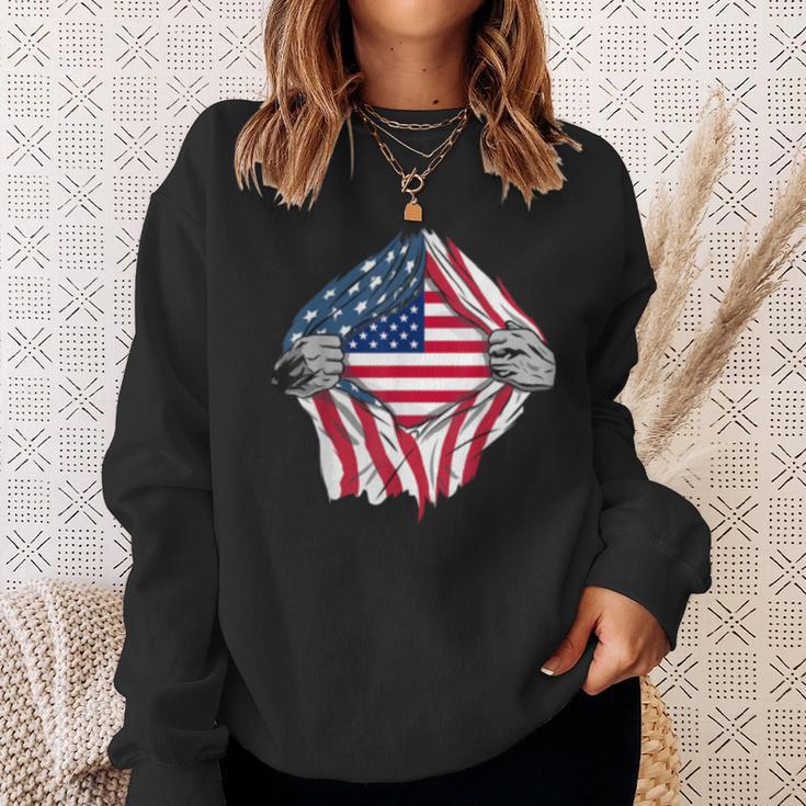 Pure American Blood Inside Me Country Flags Sweatshirt Gifts for Her