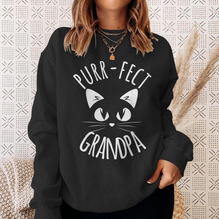 Purr-Fect Grandpa Cat Lover Fur Papa Dad Gag Sweatshirt Gifts for Her