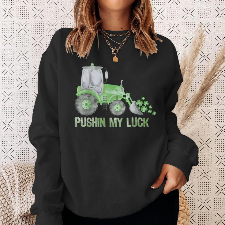 Pushing My Luck Construction Worker St Patrick's Day Boys Sweatshirt Gifts for Her