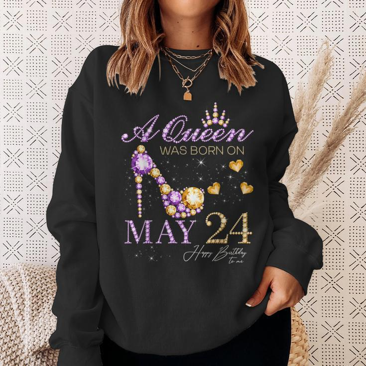A Queen Was Born On May 24 Happy Birthday To Me Queen Sweatshirt Gifts for Her