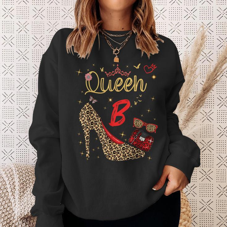 Queen Letter B Initial Name Leopard Heel Letter B Alphapet Sweatshirt Gifts for Her