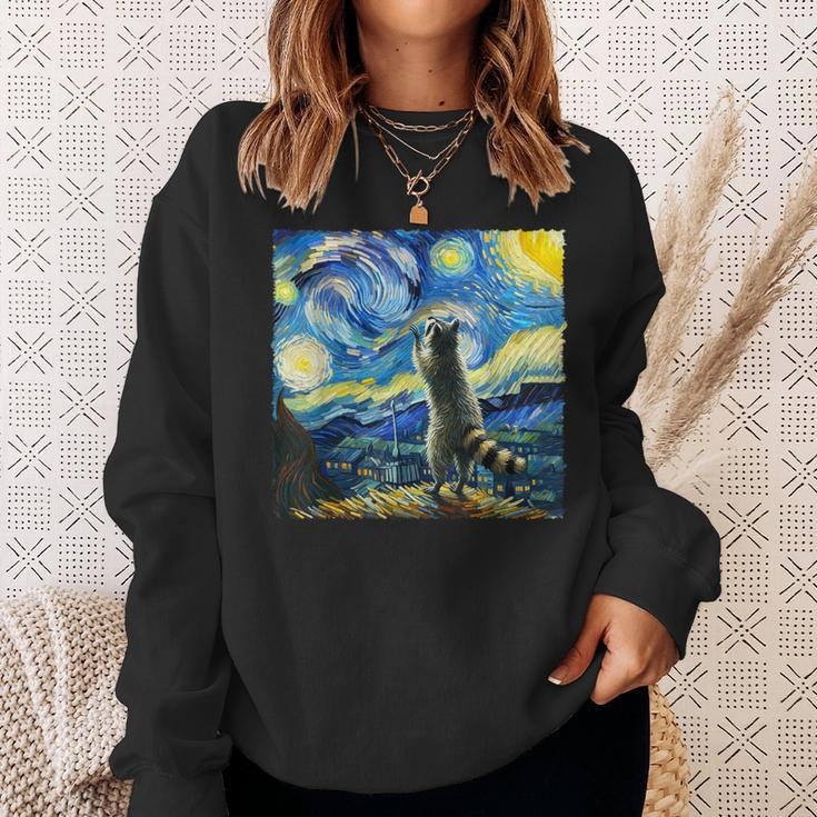 Raccoon Starry Night Classic Raccoons Howling At The Moons Sweatshirt Gifts for Her