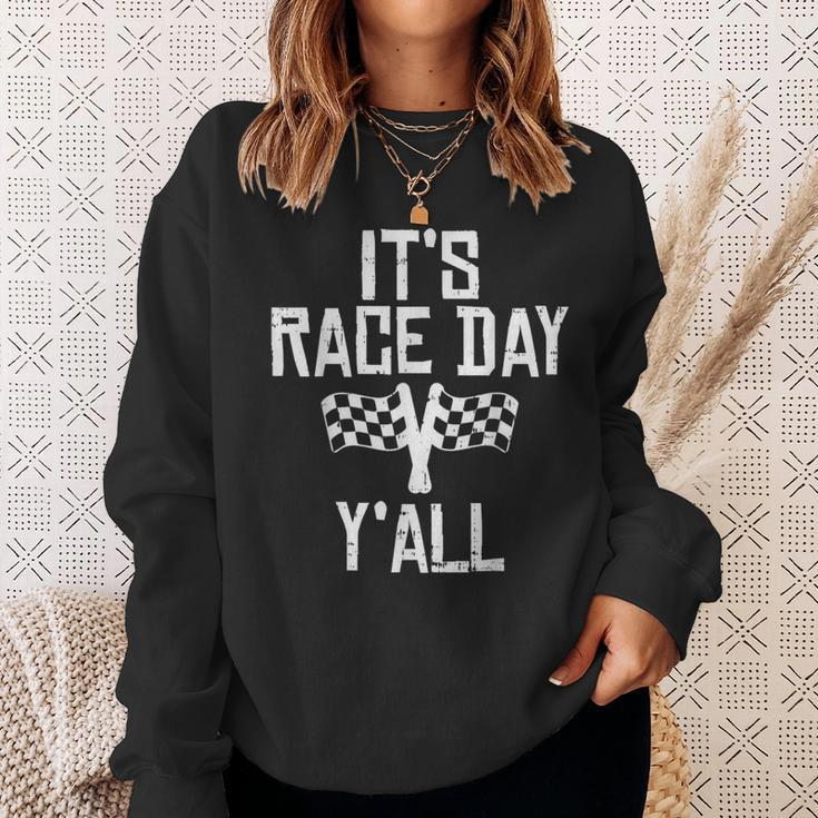 Race Day Yall Checkered Flag Racing Car Driver Racer Sweatshirt Gifts for Her