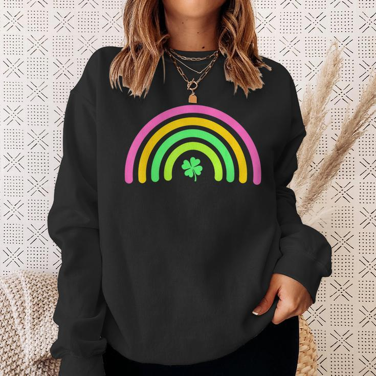 Rainbow Green Four Leaf Clover Proud Irish St Patrick's Day Sweatshirt Gifts for Her