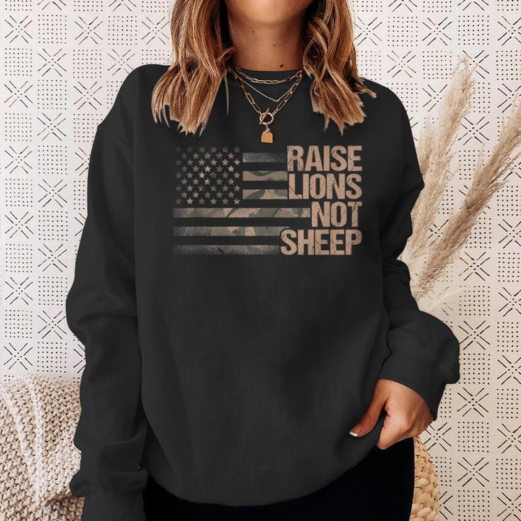 Raise Lions Not Sheep American Flag Patriot Patriotic Lion Sweatshirt Gifts for Her