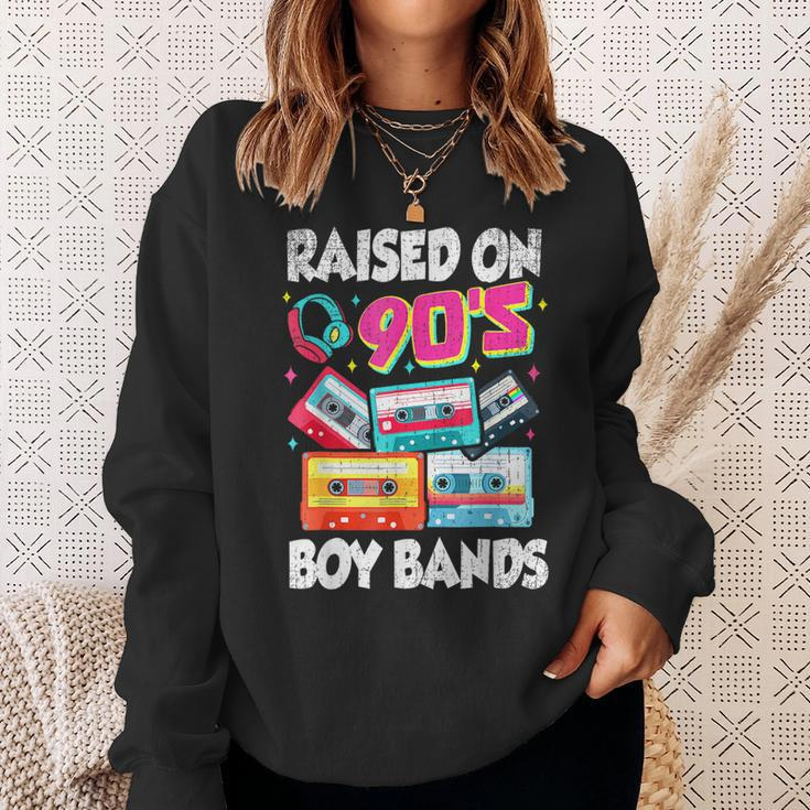 Raised On 90S Boy Bands Cassette Tape Retro Sweatshirt Gifts for Her