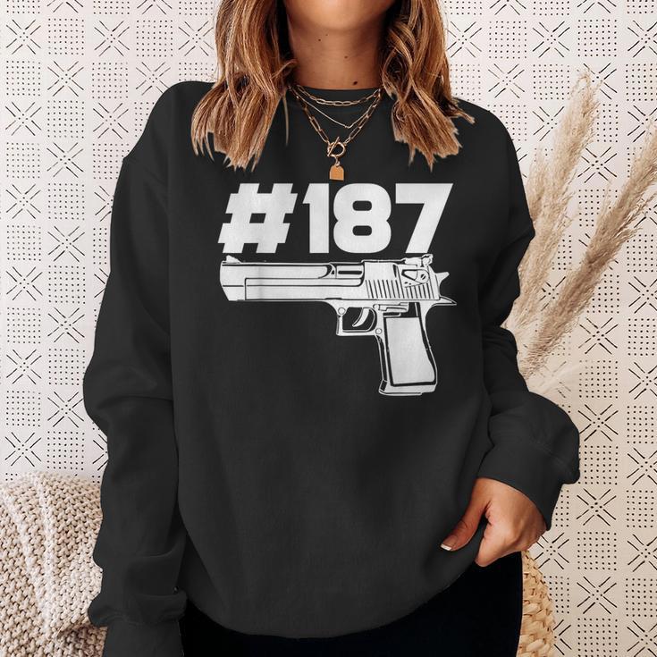 Rapper 187 With Hashtag Ratchet And Gangster Motif Sweatshirt Geschenke für Sie