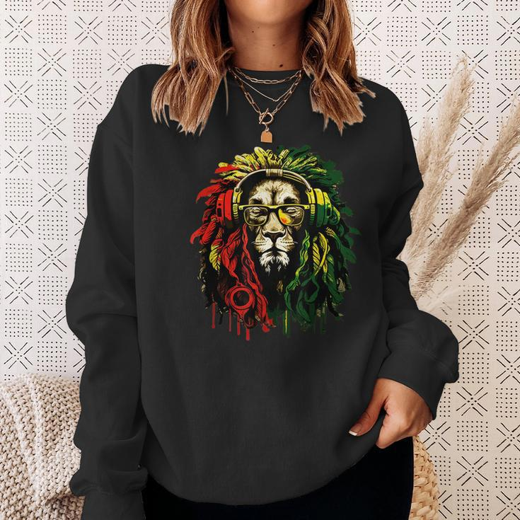 Rasta Reggae Music Headphones Hippie Reggae Lion Of Judah Sweatshirt Gifts for Her