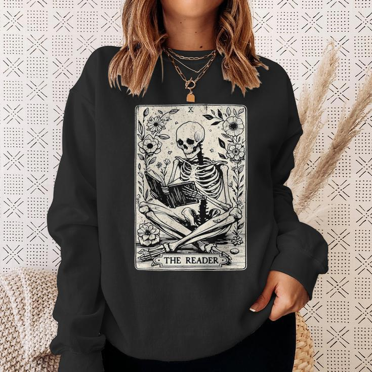 The Reader Tarot Card Skeleton Reading Book Books Sweatshirt Gifts for Her