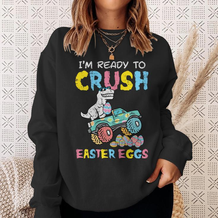 Ready To Crush Easter Eggs Dino Monster Truck Toddler Boys Sweatshirt Gifts for Her