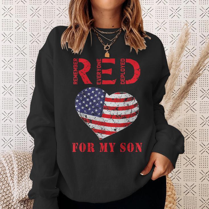 Red Friday For My Son Remember Everyone Deployed Military Sweatshirt Gifts for Her