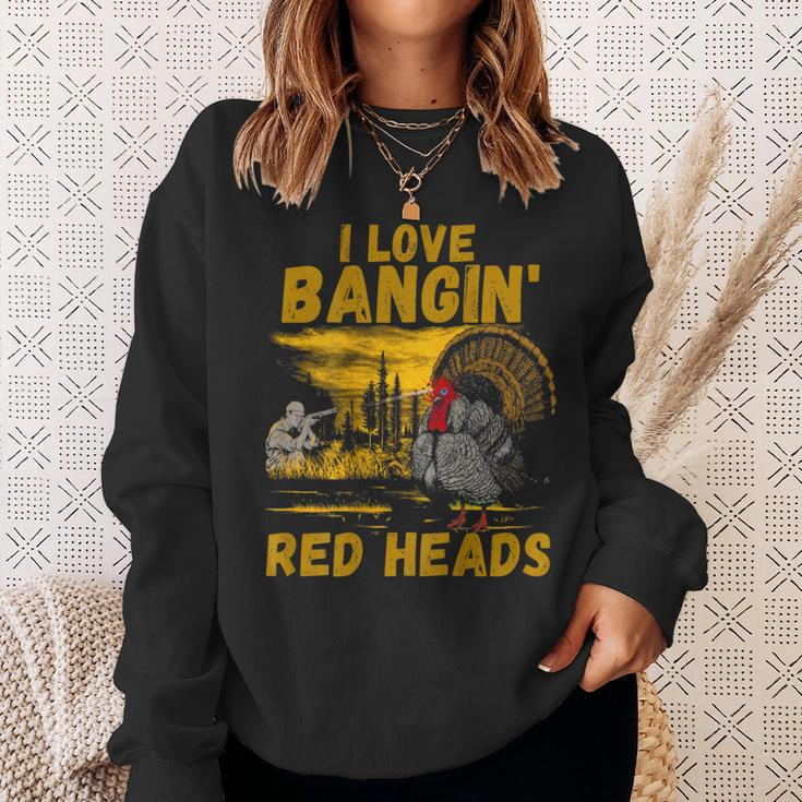 Red Heads Adult Humor Turkey Hunting Sweatshirt Gifts for Her