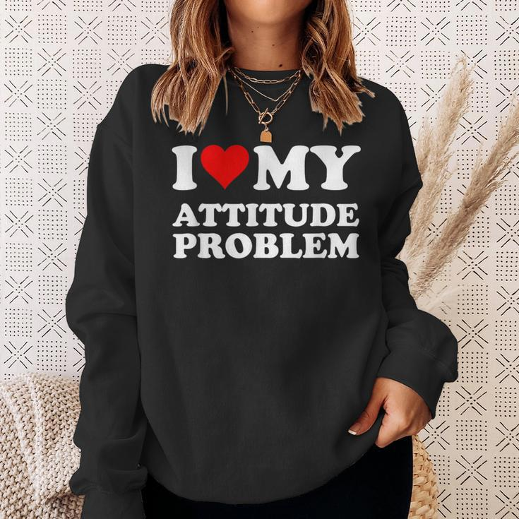 Red Heart I Love My Attitude Problem Sweatshirt Gifts for Her