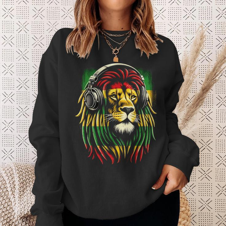 Reggae Lion Roar Rasta With Headphones Sweatshirt Gifts for Her