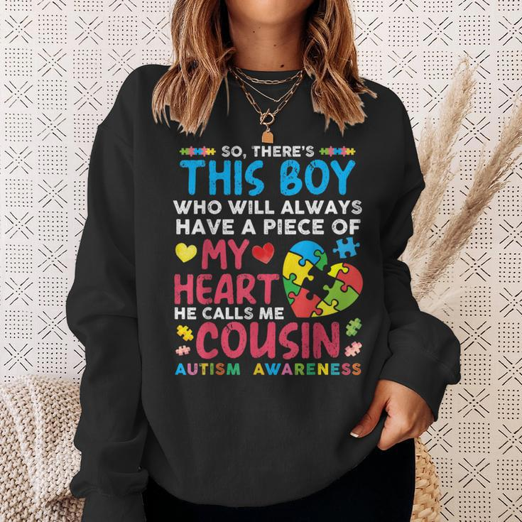 There's This Boy He Calls Me Cousin Autism Awareness Sweatshirt Gifts for Her