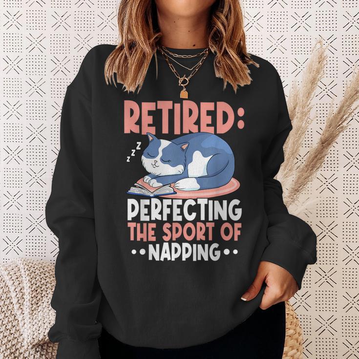 Retired Perfecting The Sport Of Napping Cat Lover Retirement Sweatshirt Gifts for Her