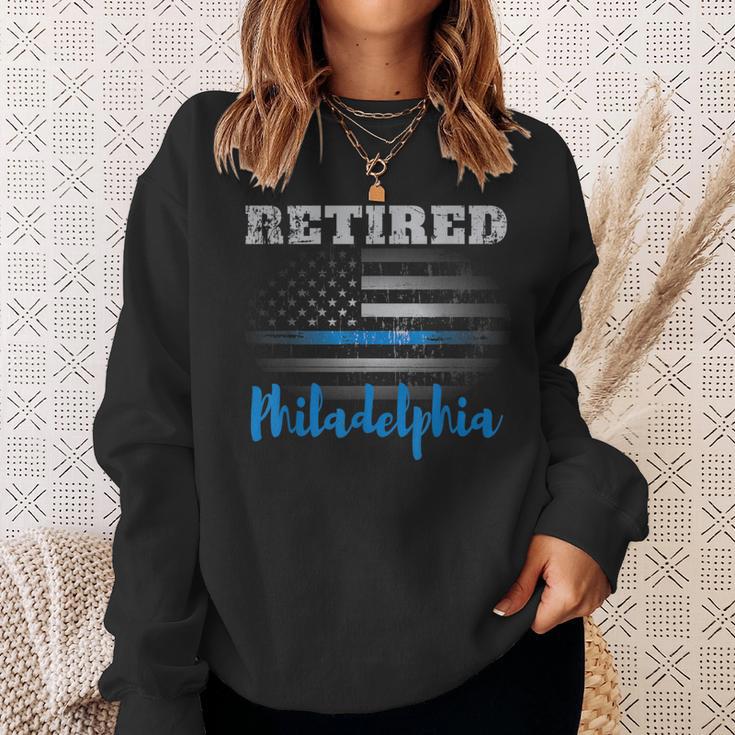 Retired Police Officer Philadelphia American Flag Sweatshirt Gifts for Her