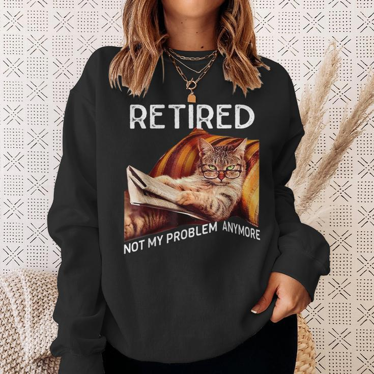 Retirement 2024 Retired 2024 Not My Problem Anymore Cute Cat Sweatshirt Gifts for Her