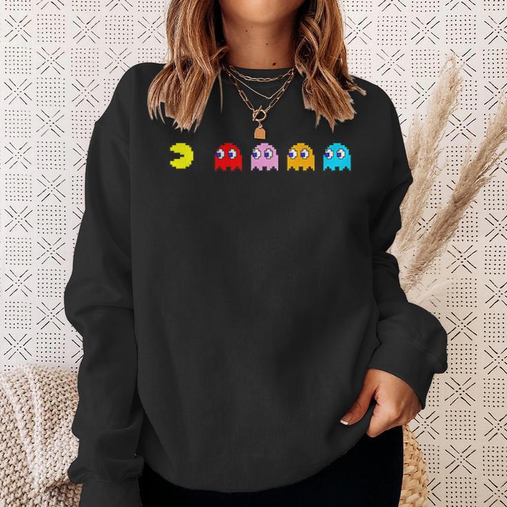 Retro Arcade-Spiel Charakter Sweatshirt, Nostalgisches Gamer Schwarz Tee Geschenke für Sie