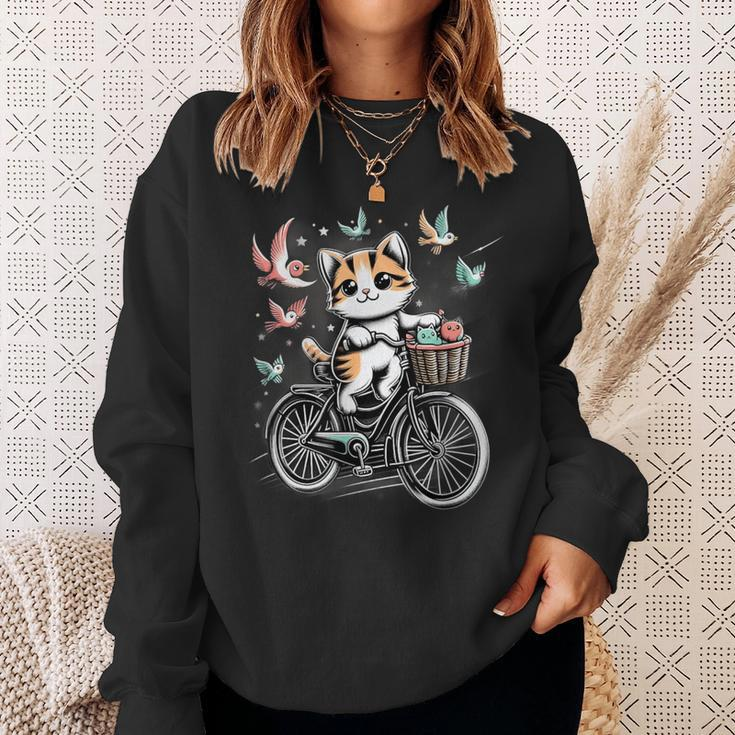 Retro Bike Cat Lover Cycling Vintage Bicycle Sweatshirt Gifts for Her