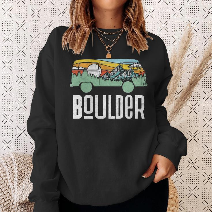 Retro Boulder Colorado Outdoor Hippie Van Graphic Sweatshirt Gifts for Her