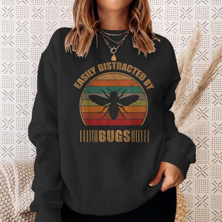 Retro Cute Bug Lover Vintage Easily Distracted By Bugs Sweatshirt Gifts for Her