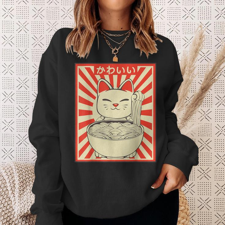 Retro Kawaii Cat Kitten Ramen Japanese Kitchen Culture Sweatshirt Geschenke für Sie