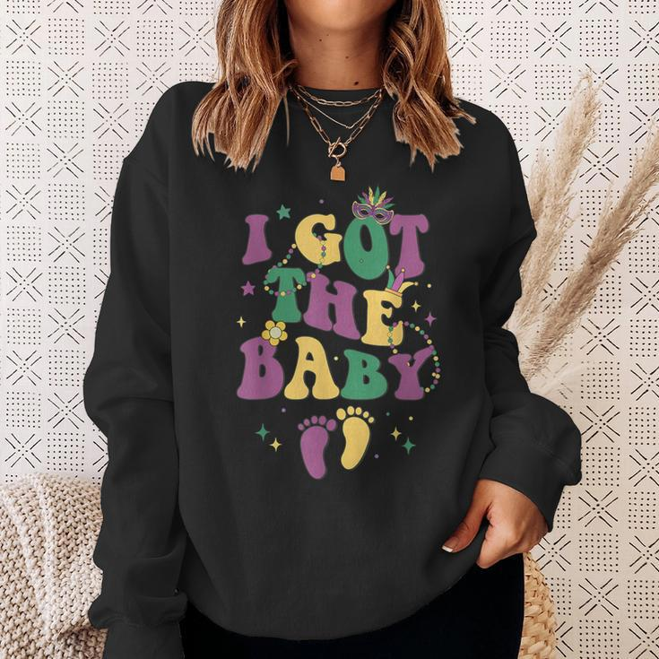 Retro Mardi Gras I Got The Baby Pregnancy Announcement Sweatshirt Gifts for Her
