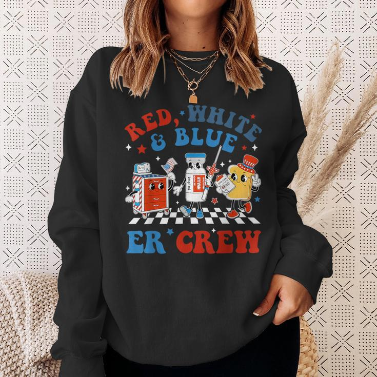 Retro Red White Blue Er Crew Emergency Room 4Th Of July Sweatshirt Gifts for Her