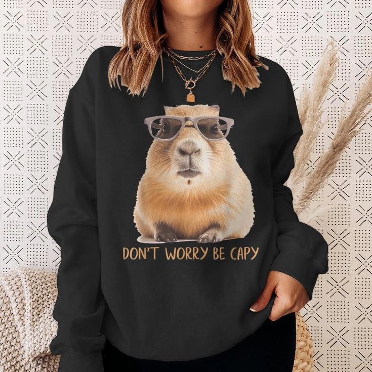 Retro Rodent Capybara Dont Worry Be Capy Sweatshirt Gifts for Her